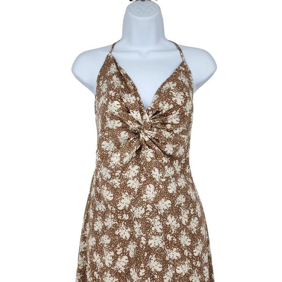 Lulus Women's Picturesque Moments Brown Floral Print Strappy Maxi Dress Size XL - Picture 3 of 8
